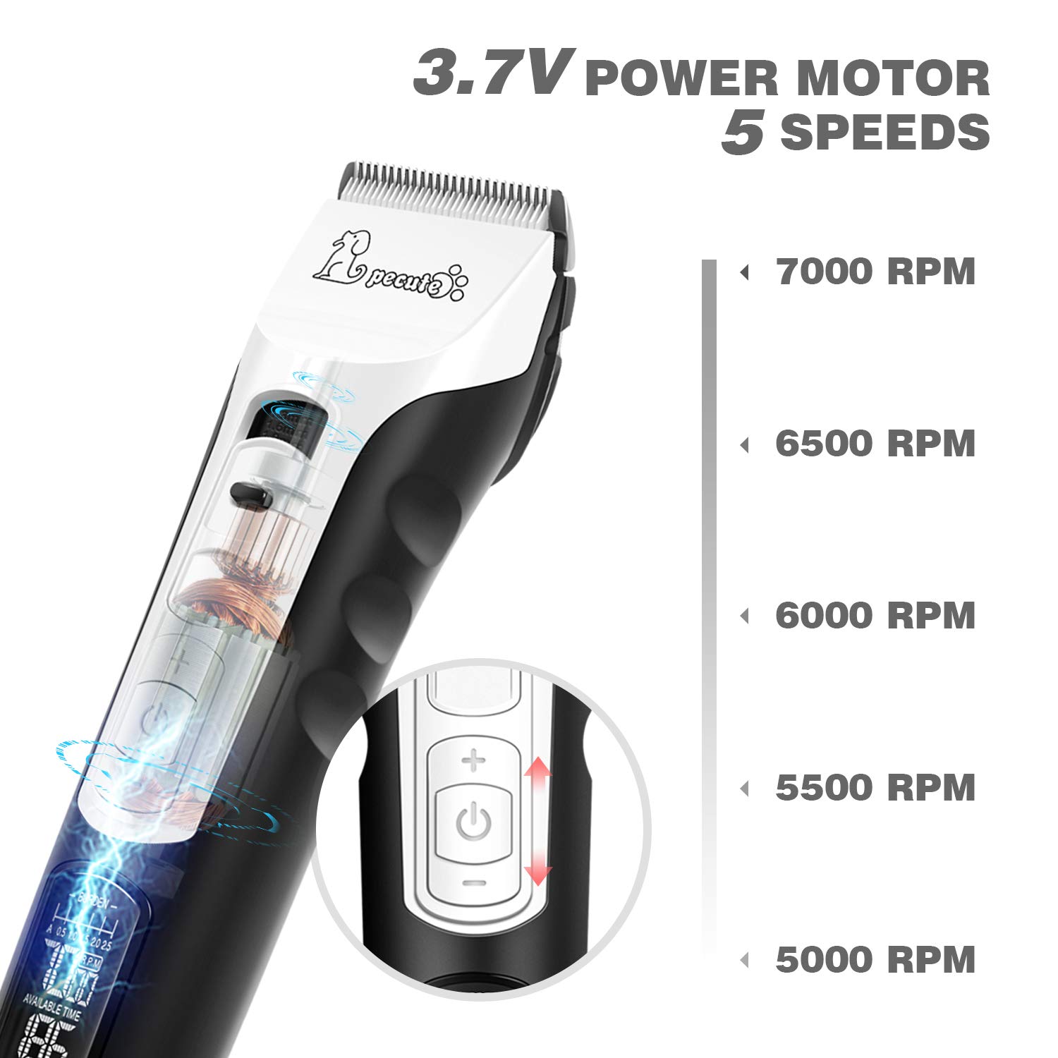 Pecute Tosatrice per Cani Professionale, Rasoio per Cani, Tagliacapelli per Animali Domestici, Motore Potente, 5 Velocit di Rotazione,Tosatrice per Animali come to Cani Gatti Cavall