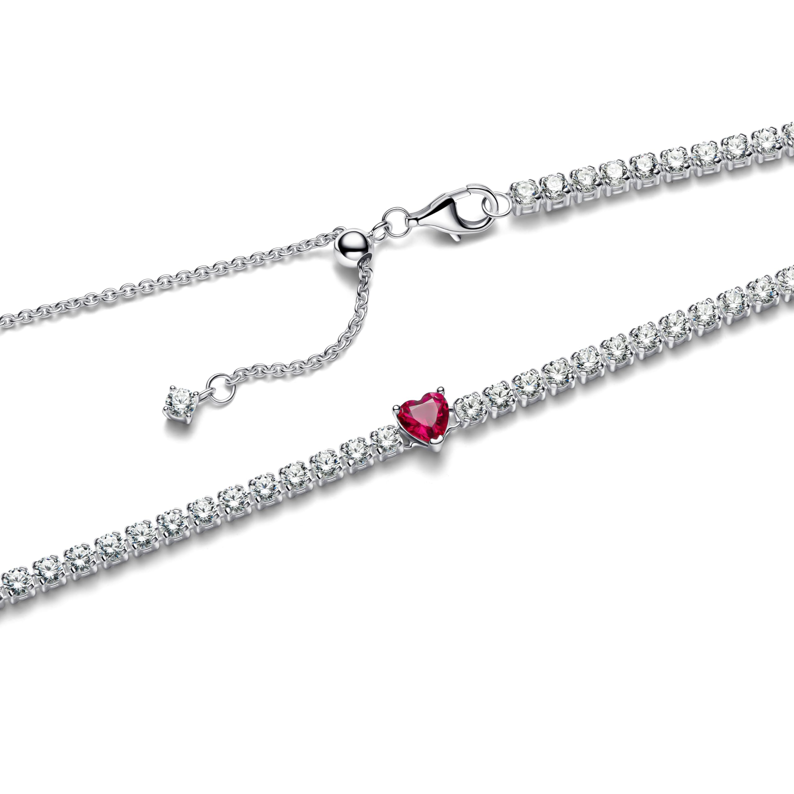 PANDORA Moments Strahlenkranz Herz Choker aus Sterling Silber mit künstlichen Kristallen, Größe 40cm, 393549C01-40