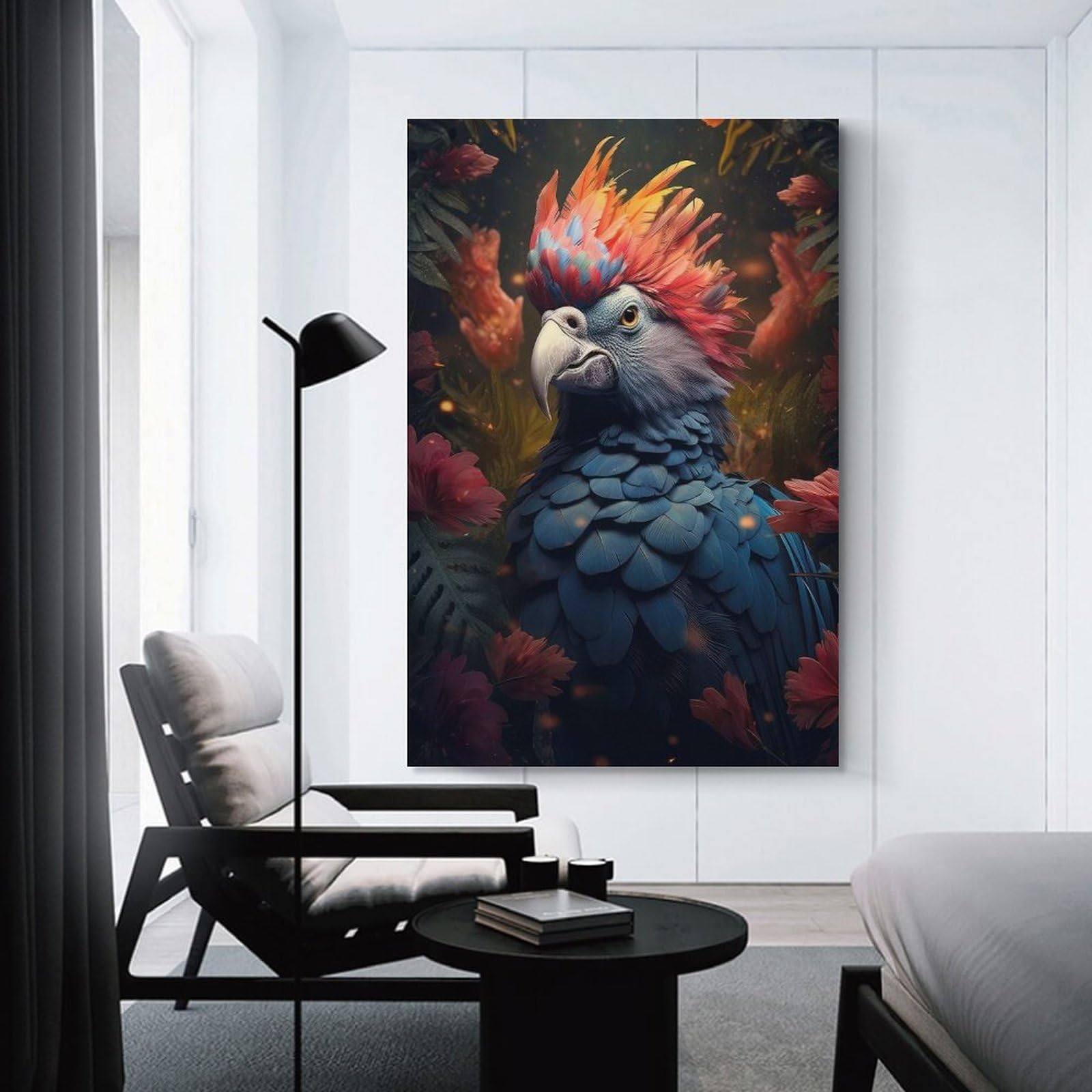 Junmoney Bird Mohawk in The Jungle Wall Art Print, 24x36inch(60x90cm), for Corridors, Hallways Or Apartment Entries, Wall Decor to Refresh Empty Corners