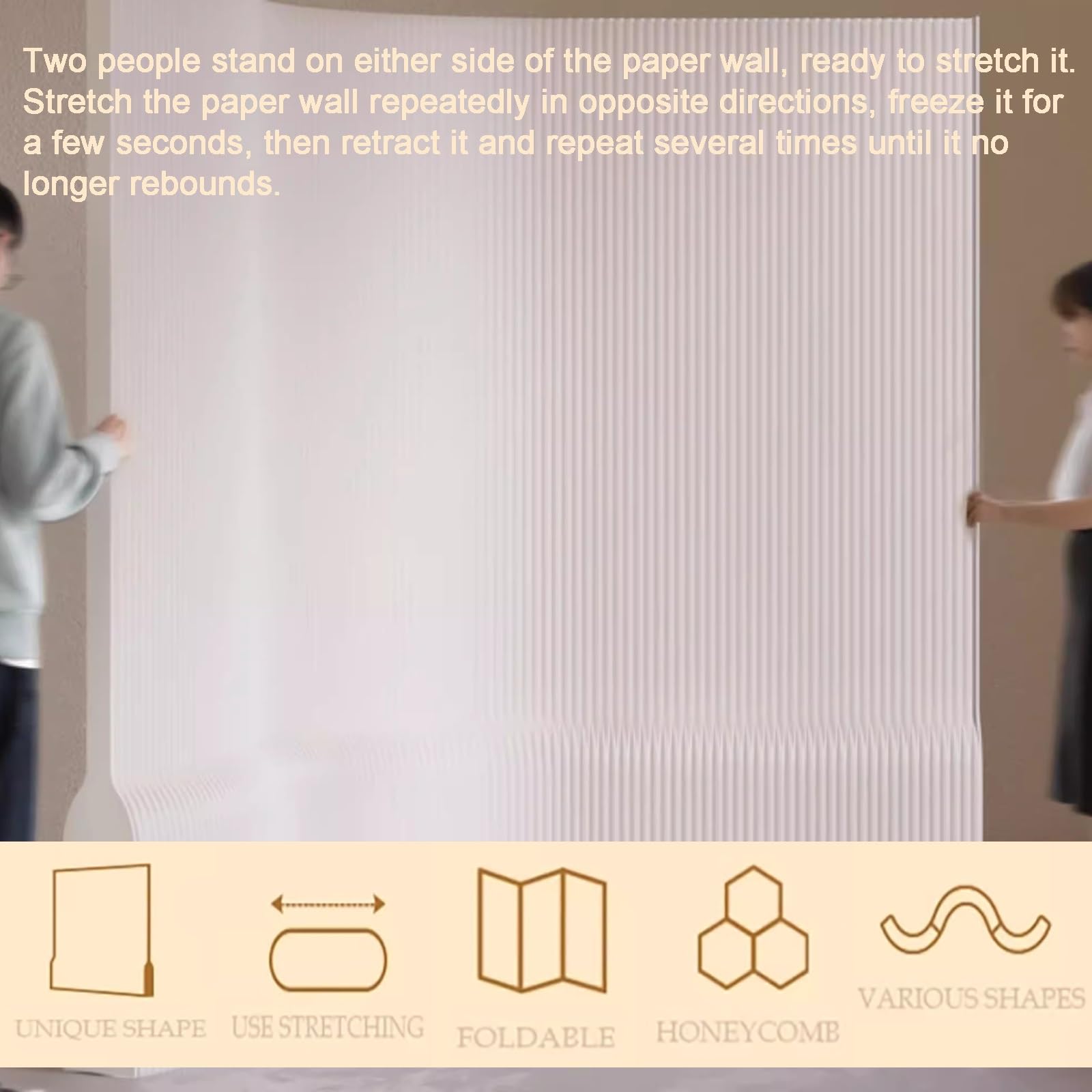 Cloison de séparation pliable en papier, écran d'intimité portable, cloison murale temporaire moderne, 1,1 m de haut pour la maison, le bureau et une utilisation commerciale