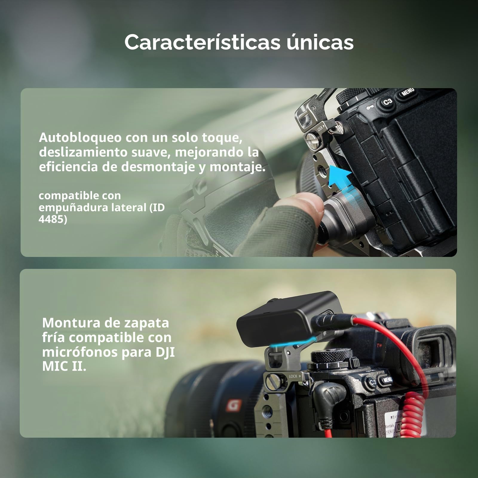 SMALLRIG Jaula de Liberación Rápida Hawklock de para Sony Alpha 1 II/Alpha 9 III, Varios Puntos de Instalación, Placa de Liberación Rápida Incorporada para Arca y Rieles HawkLock H21 NATO - 5187