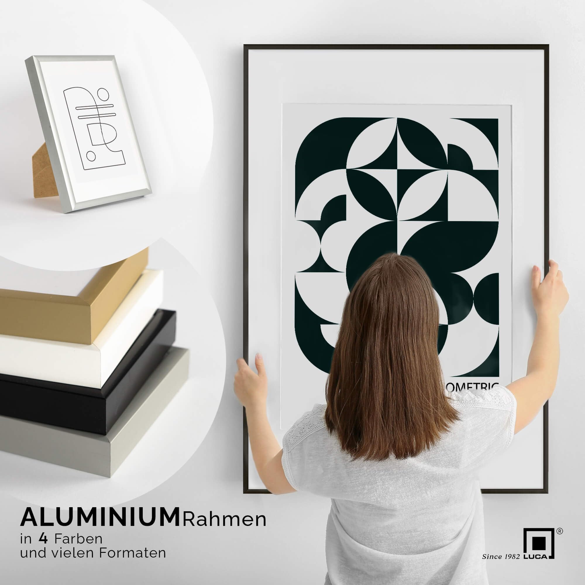 LUCA Ramka na zdjęcia 30 x 40 cm, czarna, aluminiowa, 3 sztuki, rama aluminiowa z nietłukącym się pleksiglasem, zawieszką i stojakiem