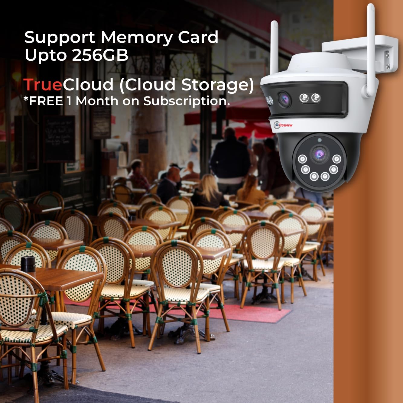 Trueview Smart WiFi Linkage 2Mp+2Mp Pan-Tilt Zoom CCTV Camera, Outdoor Indoor Security Camera, Water Proof, 2 Way Talk, Cloud Storage, Motion Detect, Supports SD Card Up to 256 GB, Night Vision - Image 8 thumbnail