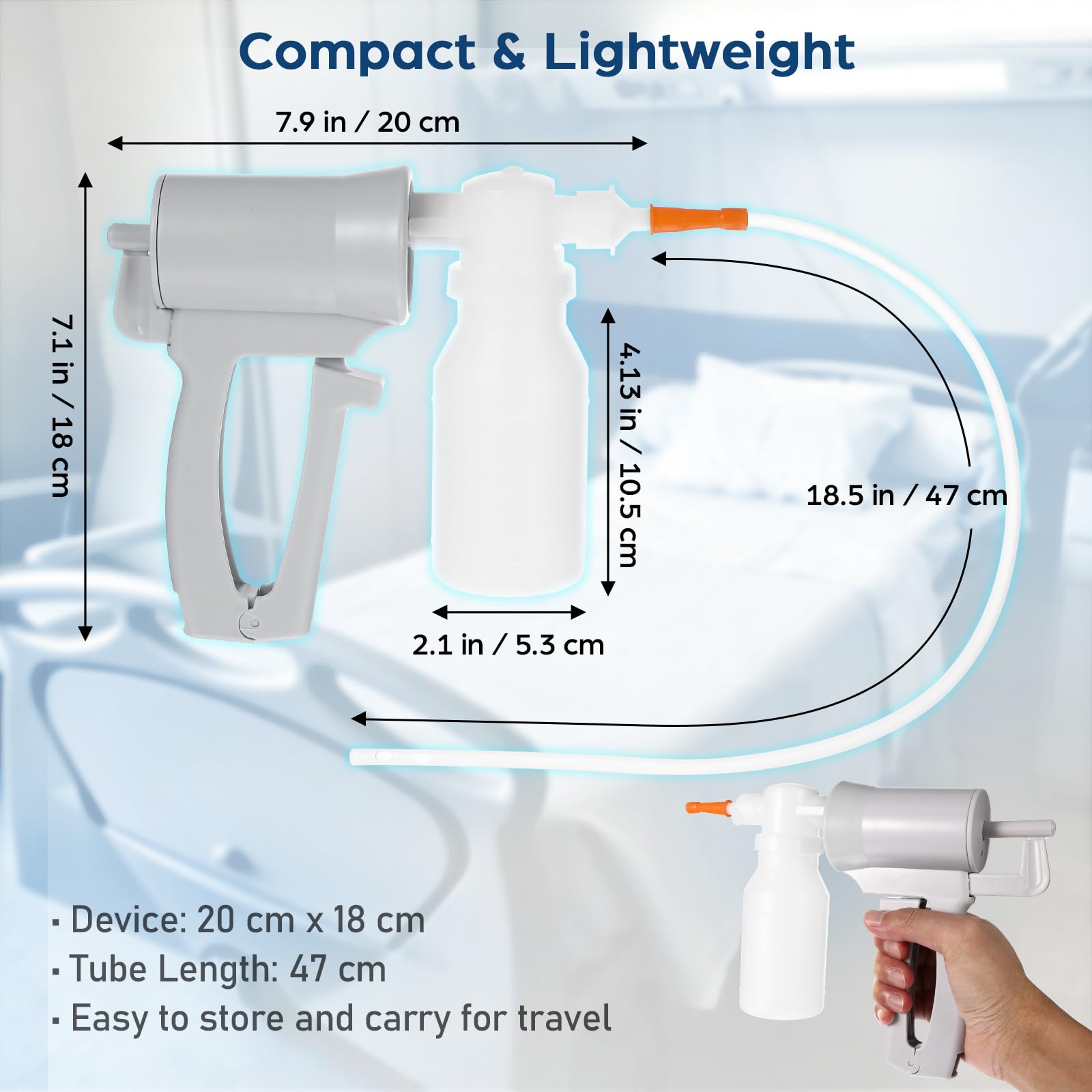 iplusmile Aspirador de esputo de mano, máquina de succión manual de flema, dispositivo de succión de tubo de esputo para el hogar, fácil de usar y transportar