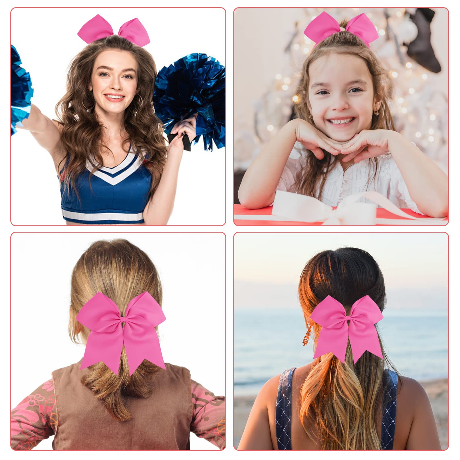Grand Nœud  Bow  Pour Cheveux Cheerleading - Rose, Ruban De Sensibilisation 643327