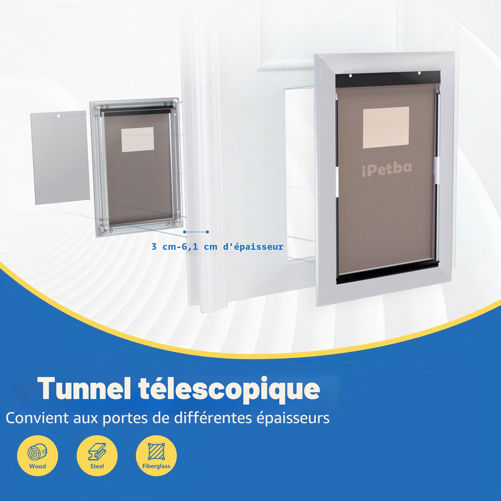 Porte pour Chien en Aluminium Robuste, Trappe pour Grand Chien Verrouillable et Résistante aux Intempéries, Jusqu’à 50 kg, Taille L