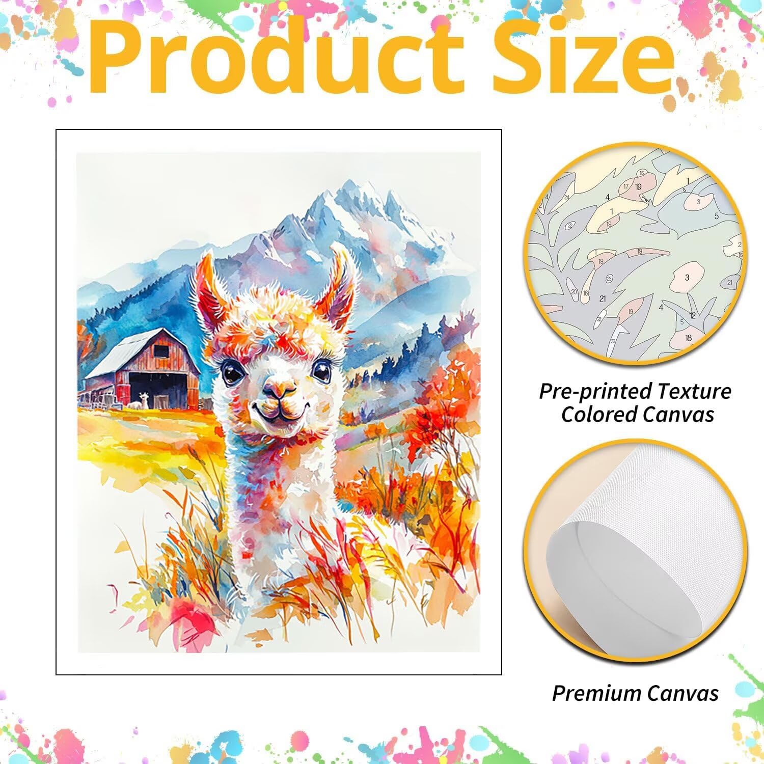 WEISHIWE Alpaca Dipingere con i Numeri per Adulti, 70x90cm a-208 | Paint by Numbers Kit con Pennelli e Acrilico Pigmento, Fai da te Olio La Pittura di Numeri Kit, Decora la Casa, senza Cornice
