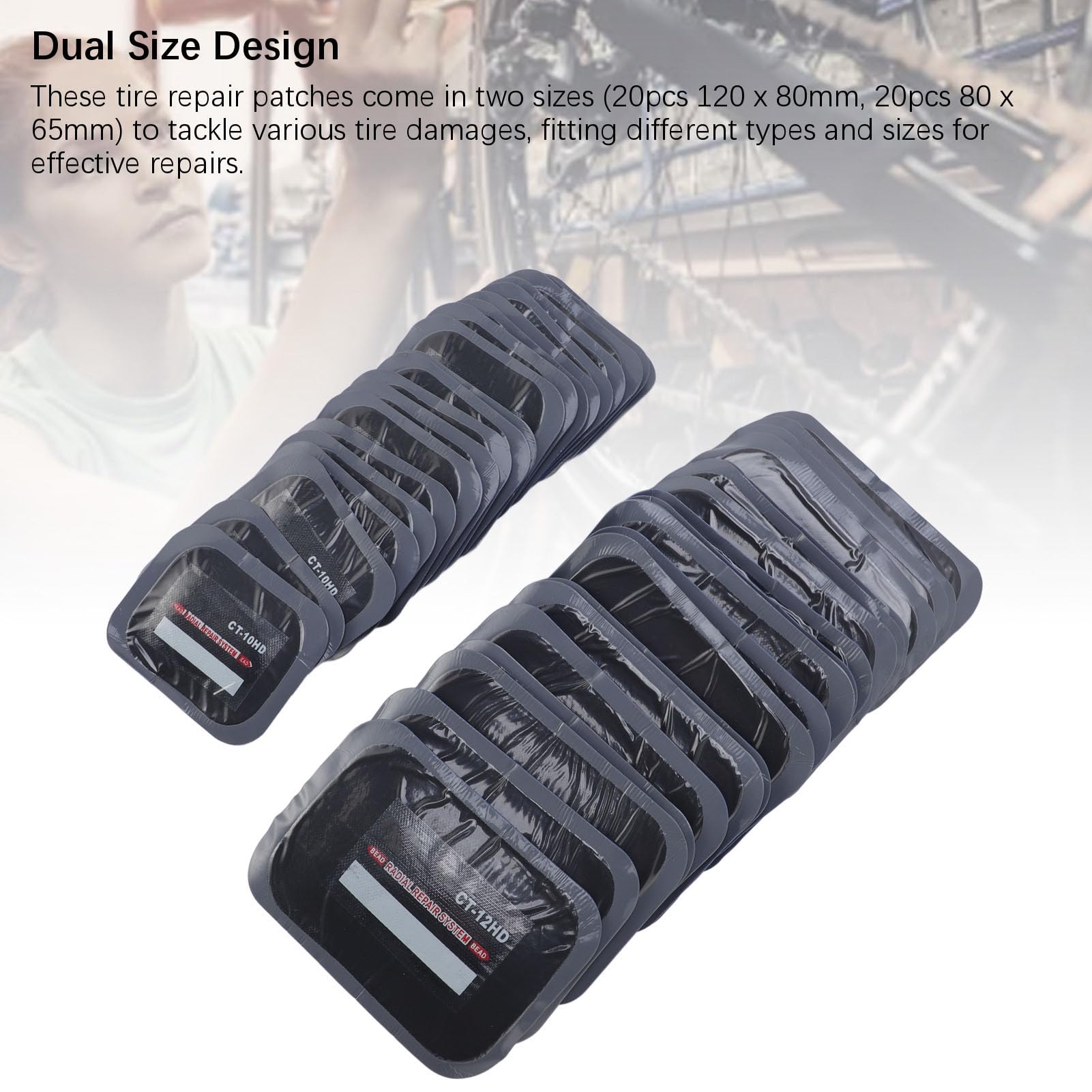 Zestaw na łatanie opon, 40pcs, łatka do opony podwójne rozmiary gumowe, zagęszczone mocne kleje, parches para llantas de carro, mocna moc naprawcza rurki oponowej do motocyklowego