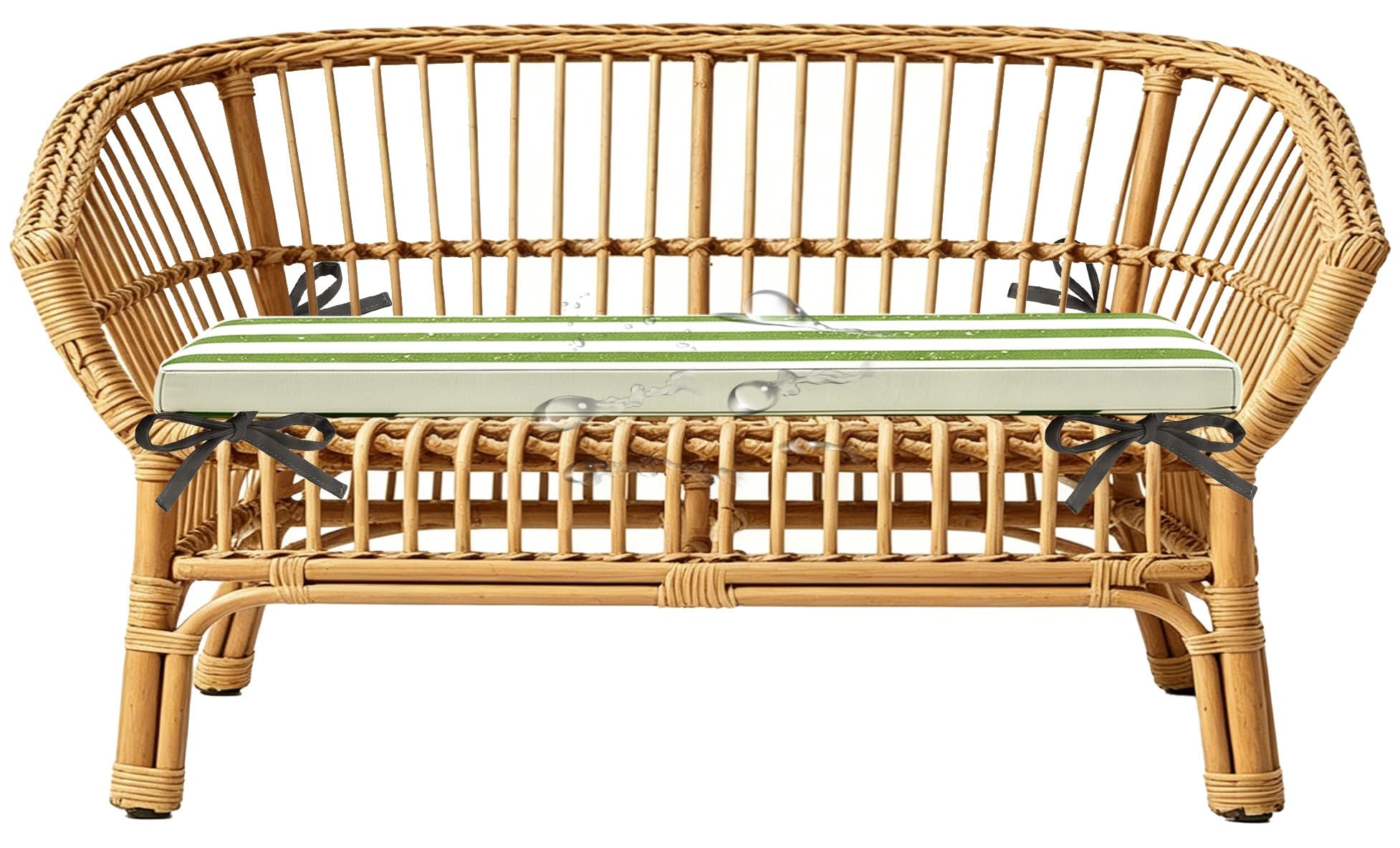 YNJJKA Replacement Cushions for Rattan Wicker Outdoor Ottoman Sectional, Outdoor Sofa Cushions Waterproof 80% Bench Cushion Indoor Striped 5cm/1.9" Thick with Ties(Green White,120x50 cm 47x20 in)