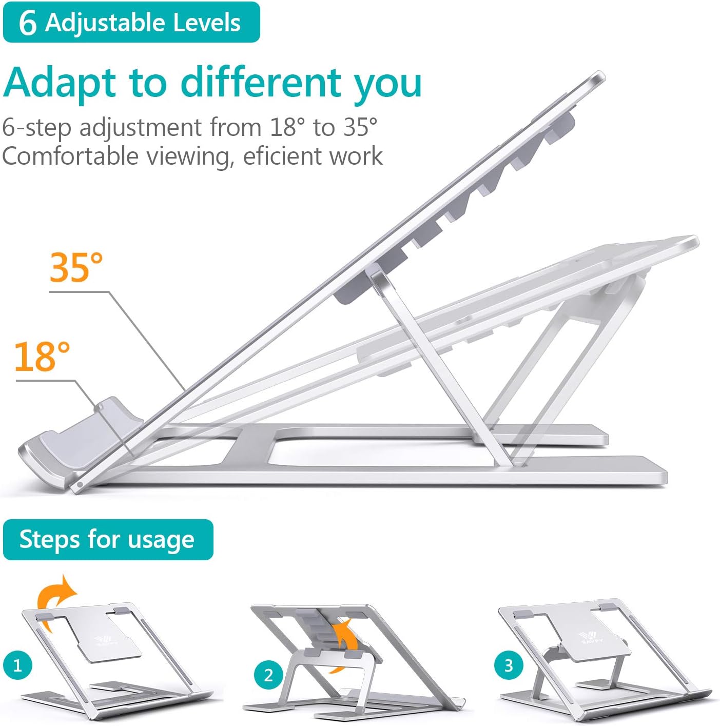 Onе-Dау Sаlе: Uр tо 40% оƒƒ SAVFY Laptop Stand, Foldable Portable Laptop Stand for Desk, Ergonomic Multi-Angle Adjustable Aluminum Light Weight Laptop Holder for 10''-17'' MacBook, iPad, Notebook