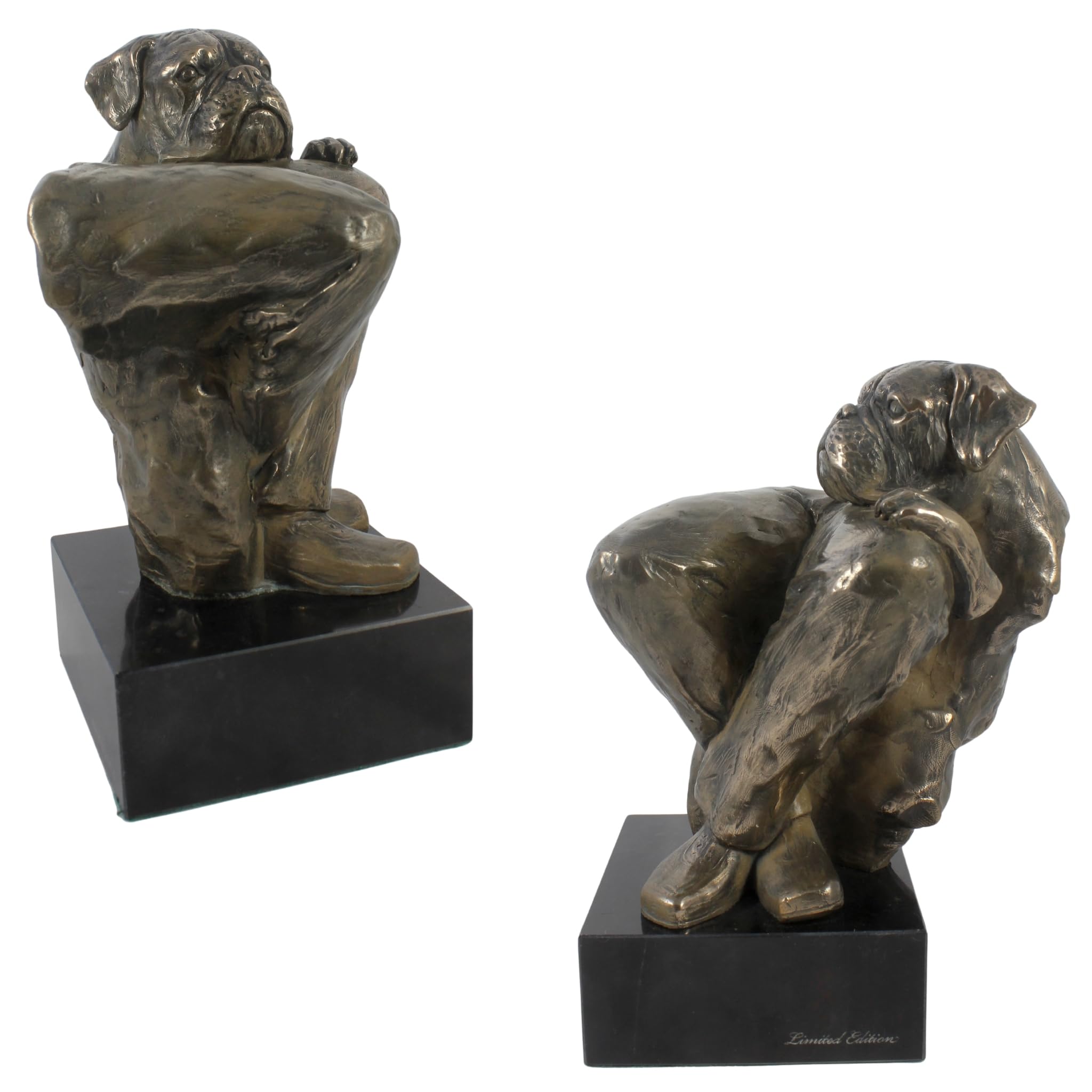 Art-Dog Dog Marble Statue - Unique Edition ArtDog Collection - Handmade Cold Cast Bronze Sculpture for Dog Lovers Indoor– Dog Figurine – Statue Boxer III