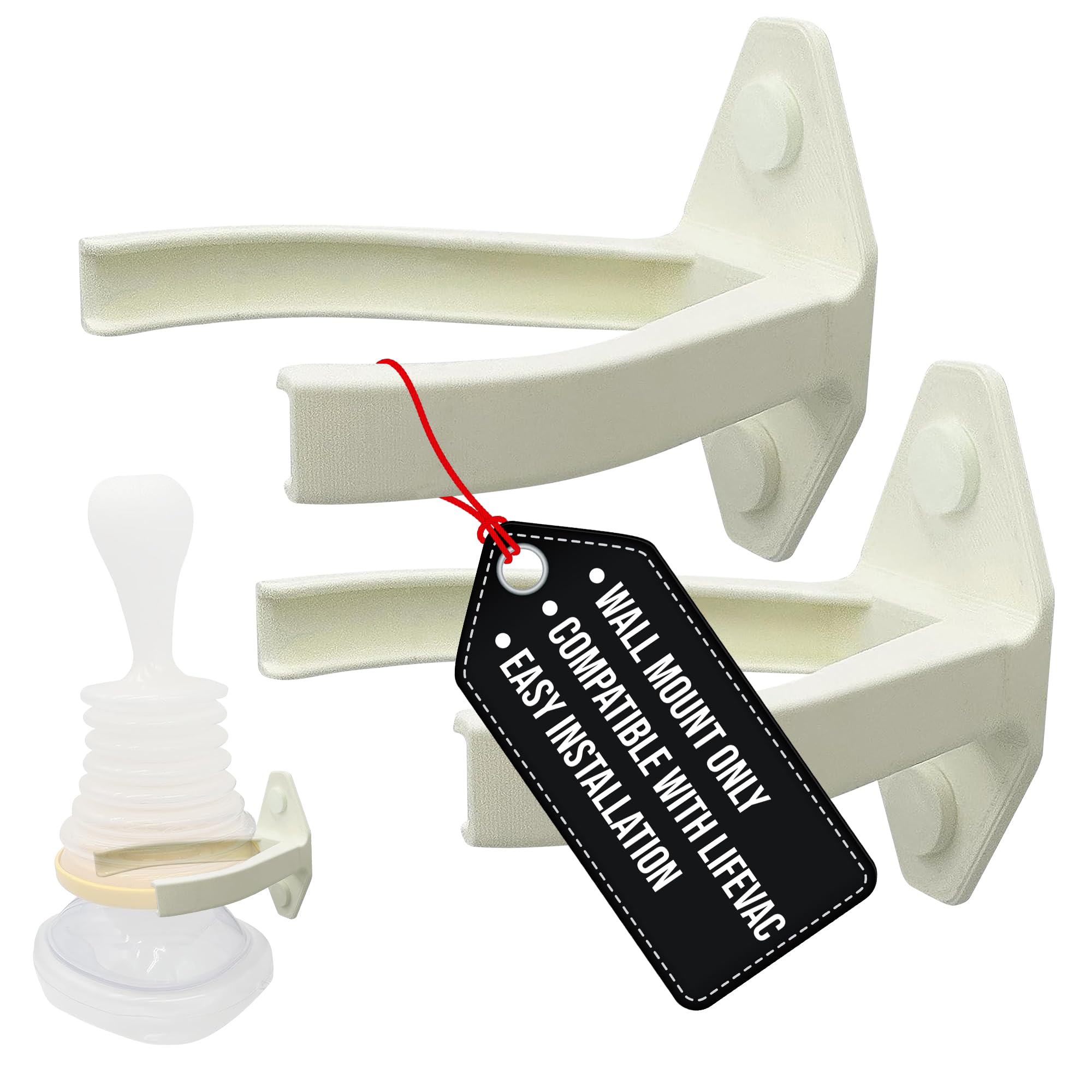 Wall Mount compatible with LifeVac Choking Rescue Device - Make your home safer and hang your life-saving device where you'll need it! - Perfect for the home and and the workplace. (White) 2-Pack