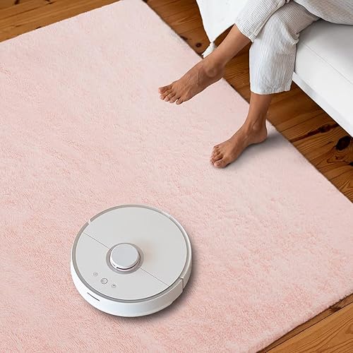 Miniatura 8 de Vafodo Alfombras de área para dormitorio esponjoso, alfombra de sala de estar, 9 x 12 pies, suave y esponjosa, alfombra de área rosa sólido