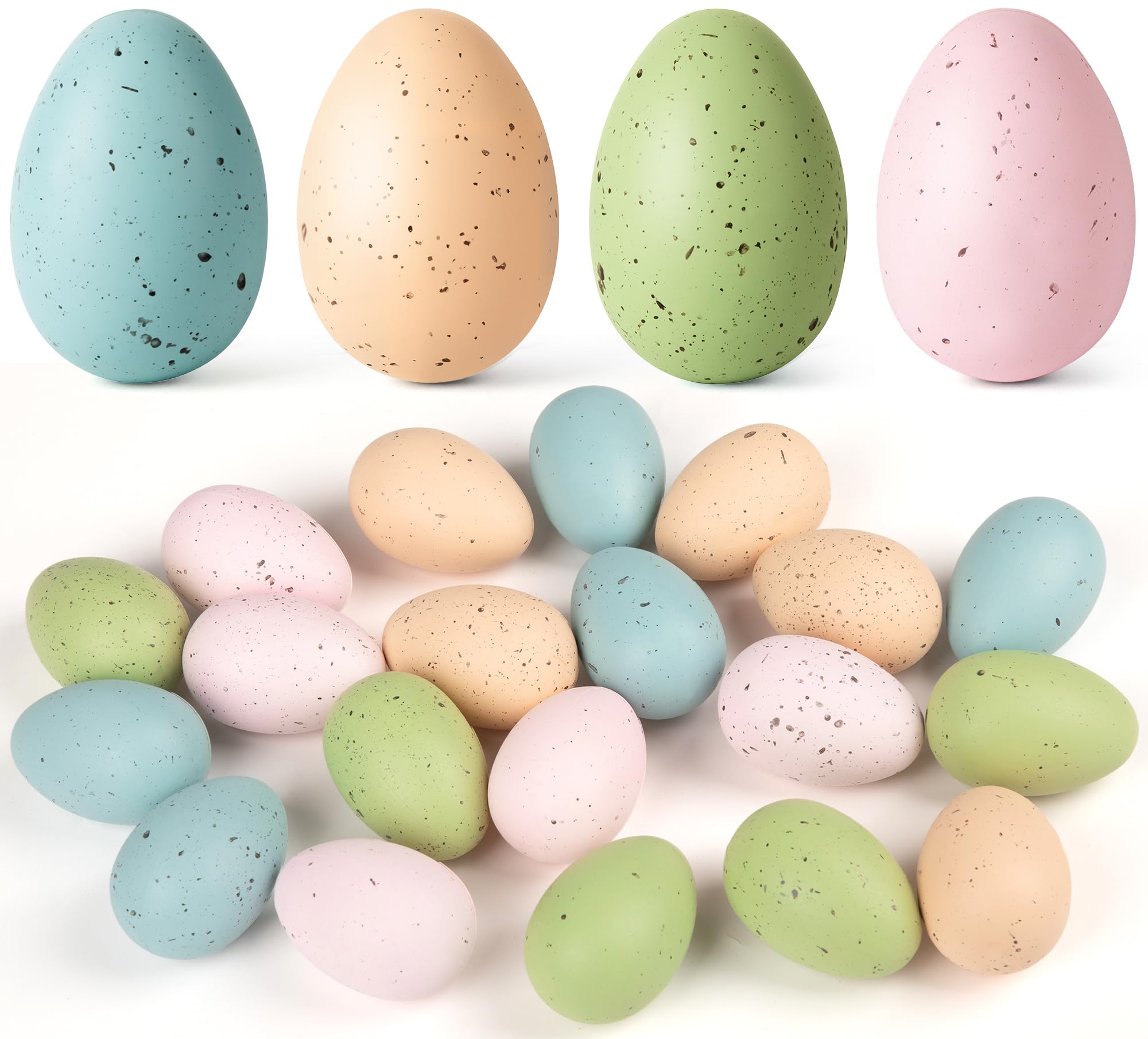 24 Pcs Easter Speckled Eggs 2 4 4 Colors Plastic Eggs for Easter Decorations Pastel Easter Decor Bowl