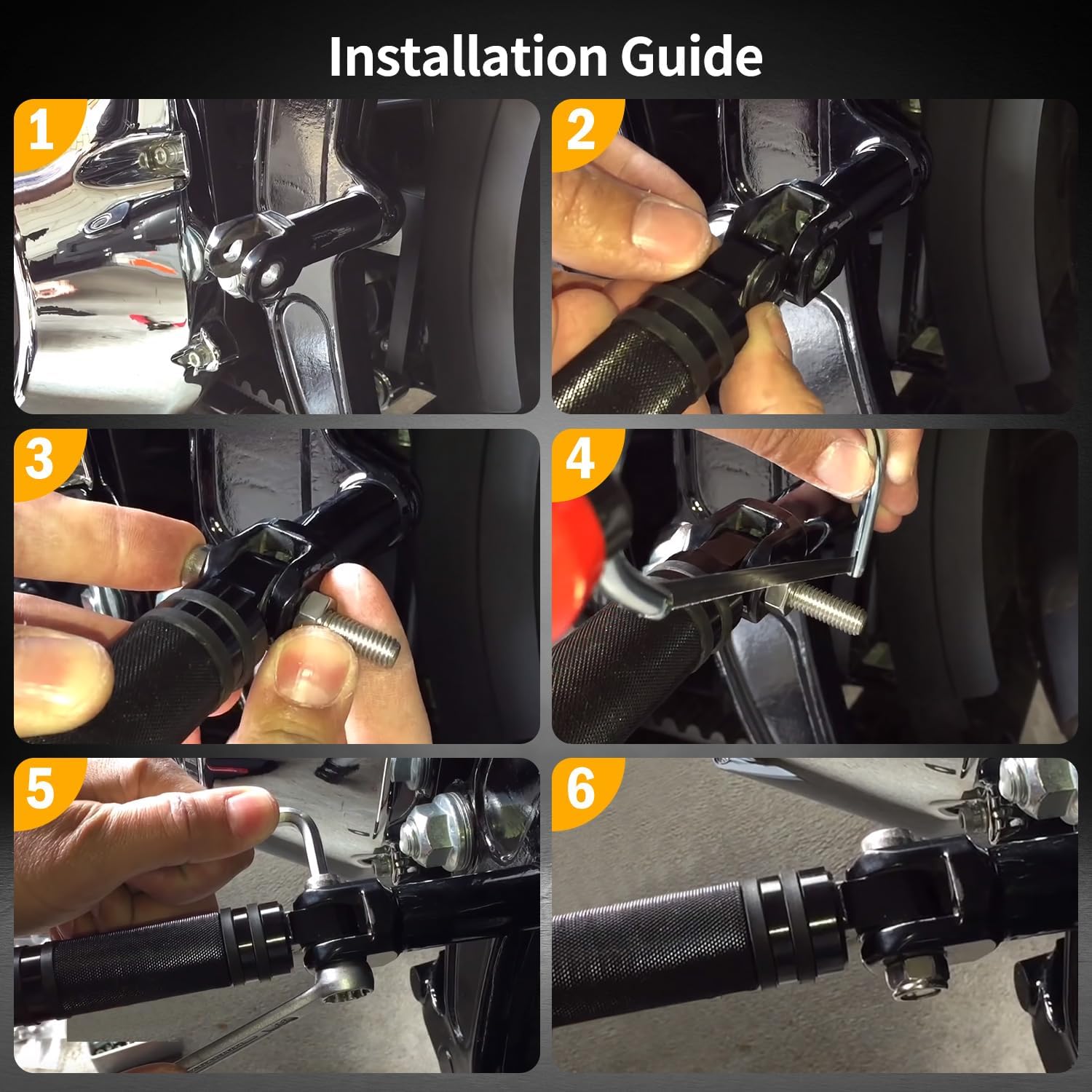 Motorcycle Foot Pegs, Black CNC Aluminum Mounting Footpegs, Motorbike Passenger Footrests Pedals Compatible with Harley Dyna, Sportster, Road king, Forty Eight