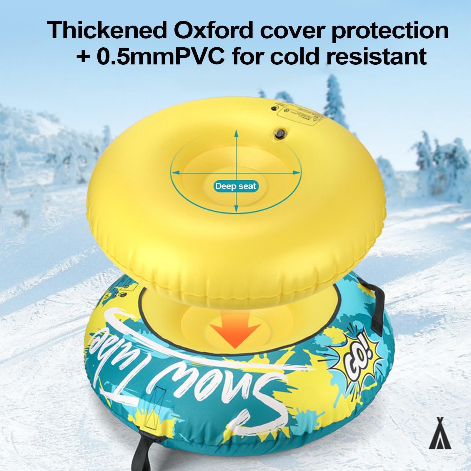 Tubo da neve – Tubo da neve invernale, tubo da neve, tubo da neve gonfiabile invernale, tubo da sci da neve resistente con manico spesso e copertura Oxford, per adulti – S/L