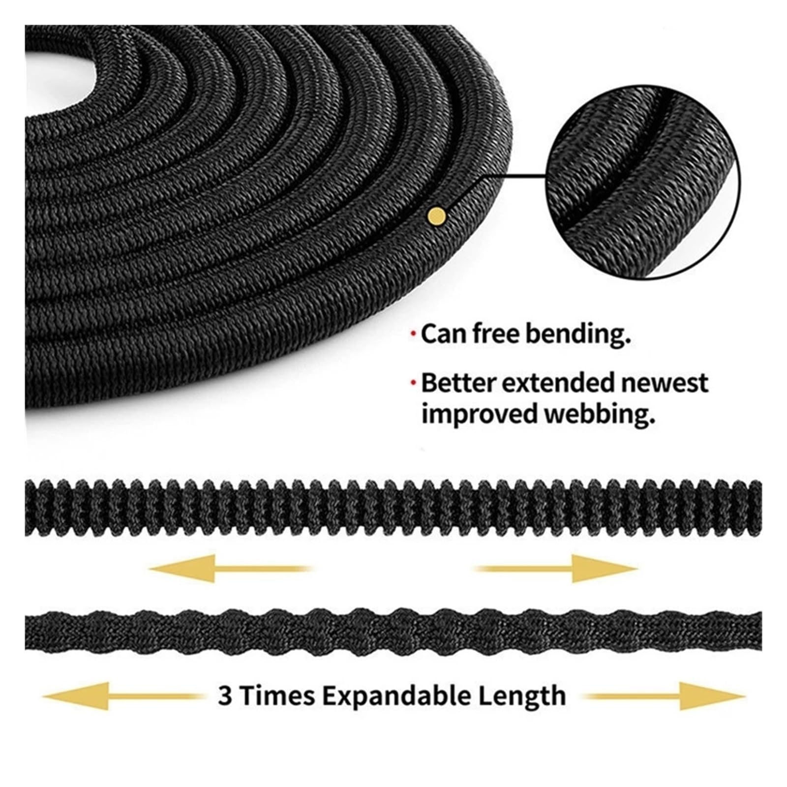 Manguera de jardín ligera extensible Manguera de agua multifunción for jardín, manguera de riego extensible, herramientas de riego de manguera de alta presión ( Color : Black , Size : 1/2''_100FT )