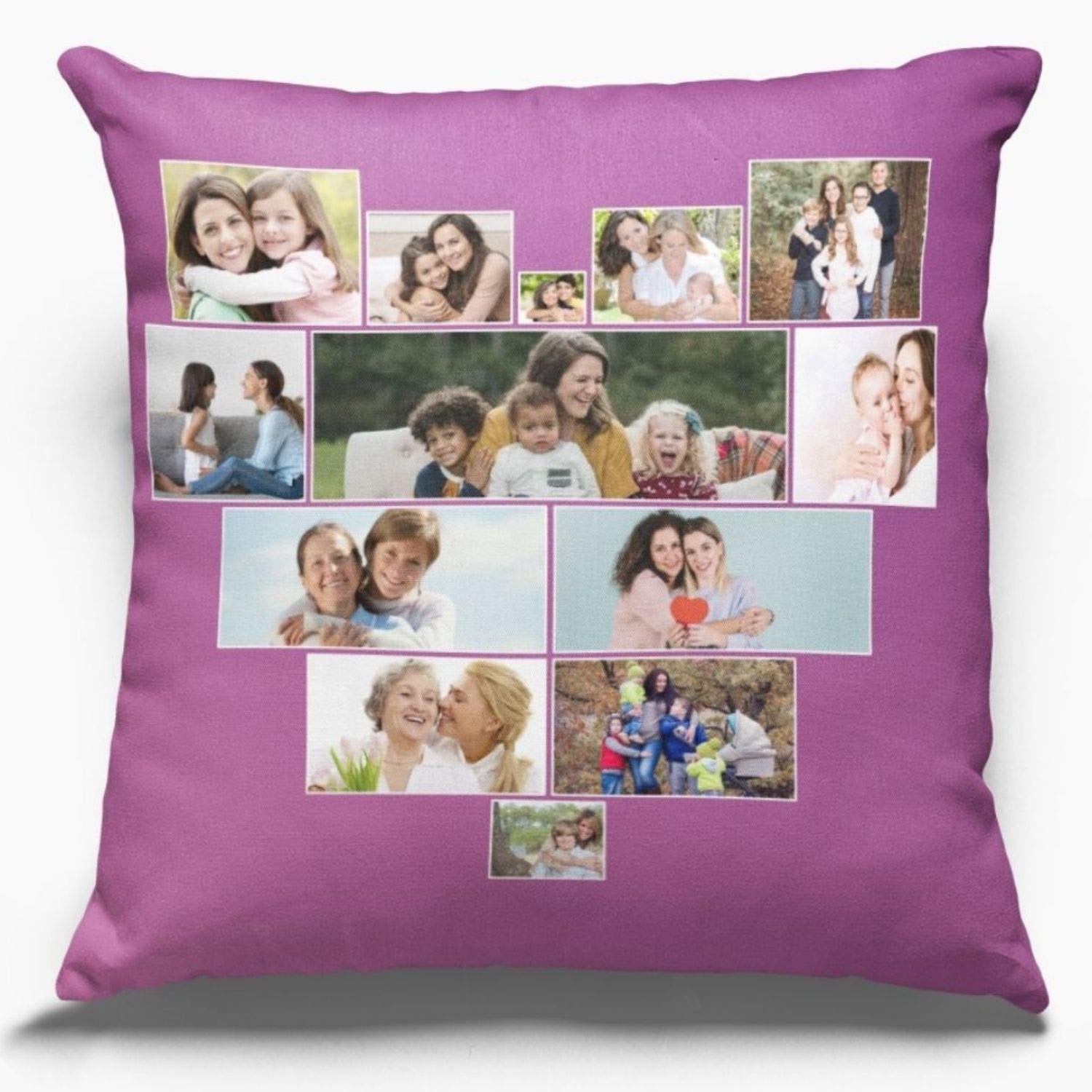 TheYaYaCafe 20 x 20 inches Customized Printed Canvas Cotton Photo Collage Cushion Cover Throw Pillow Birthday - Photo Collage-picture-14
