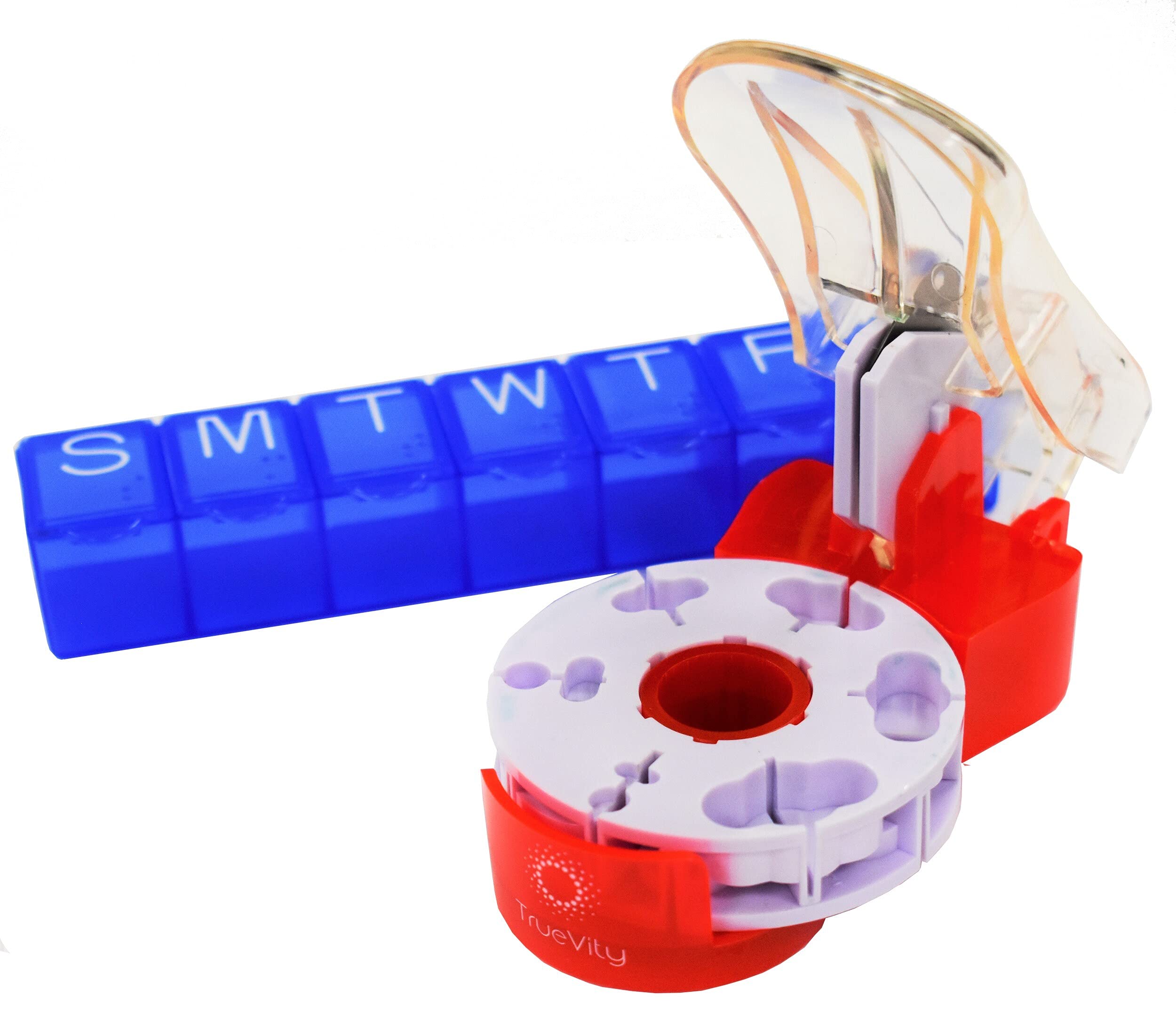 LIBERTY Assistive Perfect Pill Cutter - Pill Splitters for Small or Large Pills with Self-Retracting Blade - Cuts up to 18 Different Shaped Pills or Vitamins - Comes with Free Catch Cup!