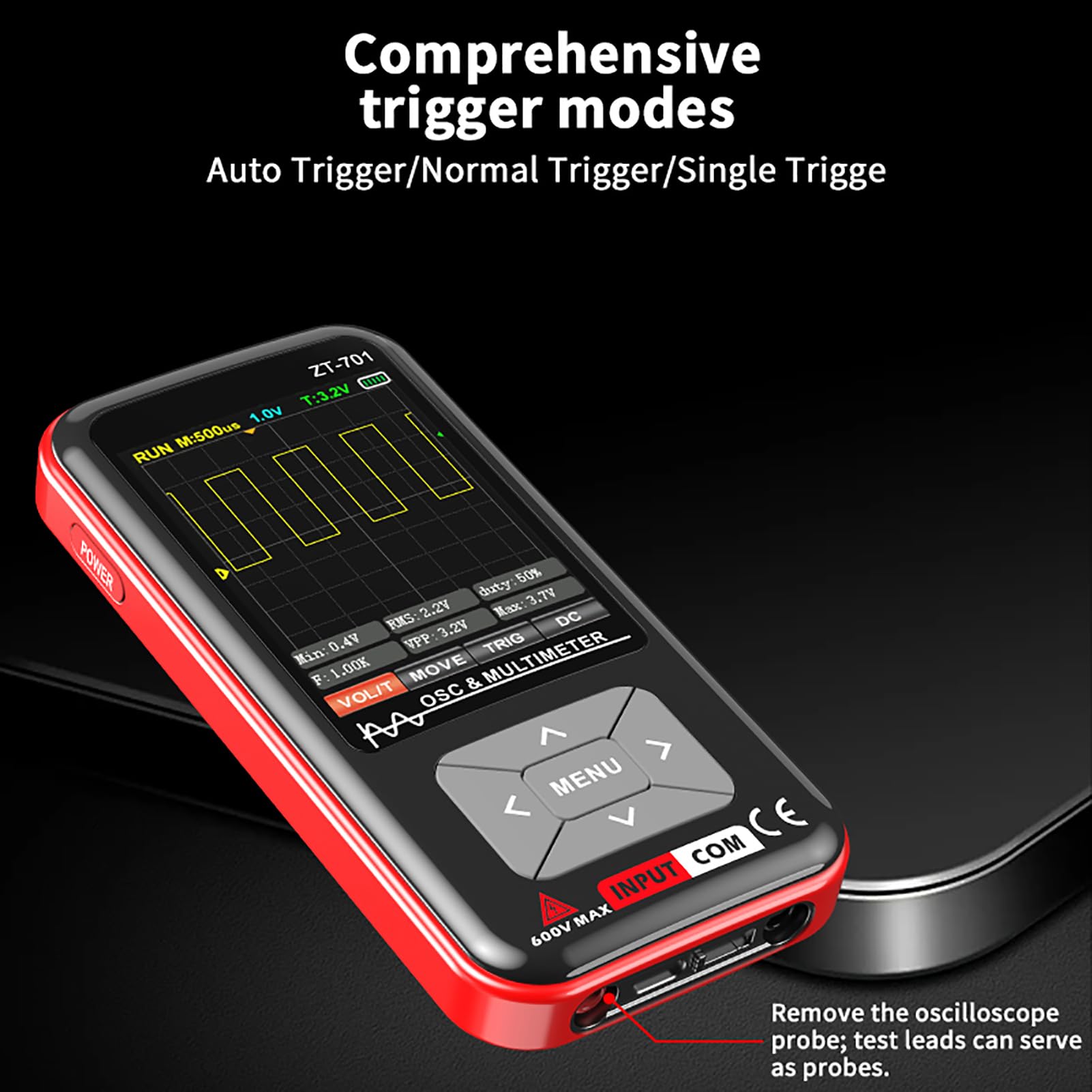 Marhynchus ZT 701 Multimeter, Oszilloskop 2in1 mit 5 MHz Bandbreite, 48 MS/s Echtzeit-Abtastung, 3,2-Zoll-IPS-Bildschirm, USB-Anschluss, für Labortests Zur Reparatur von Haushaltsgeräten (ZT-701)