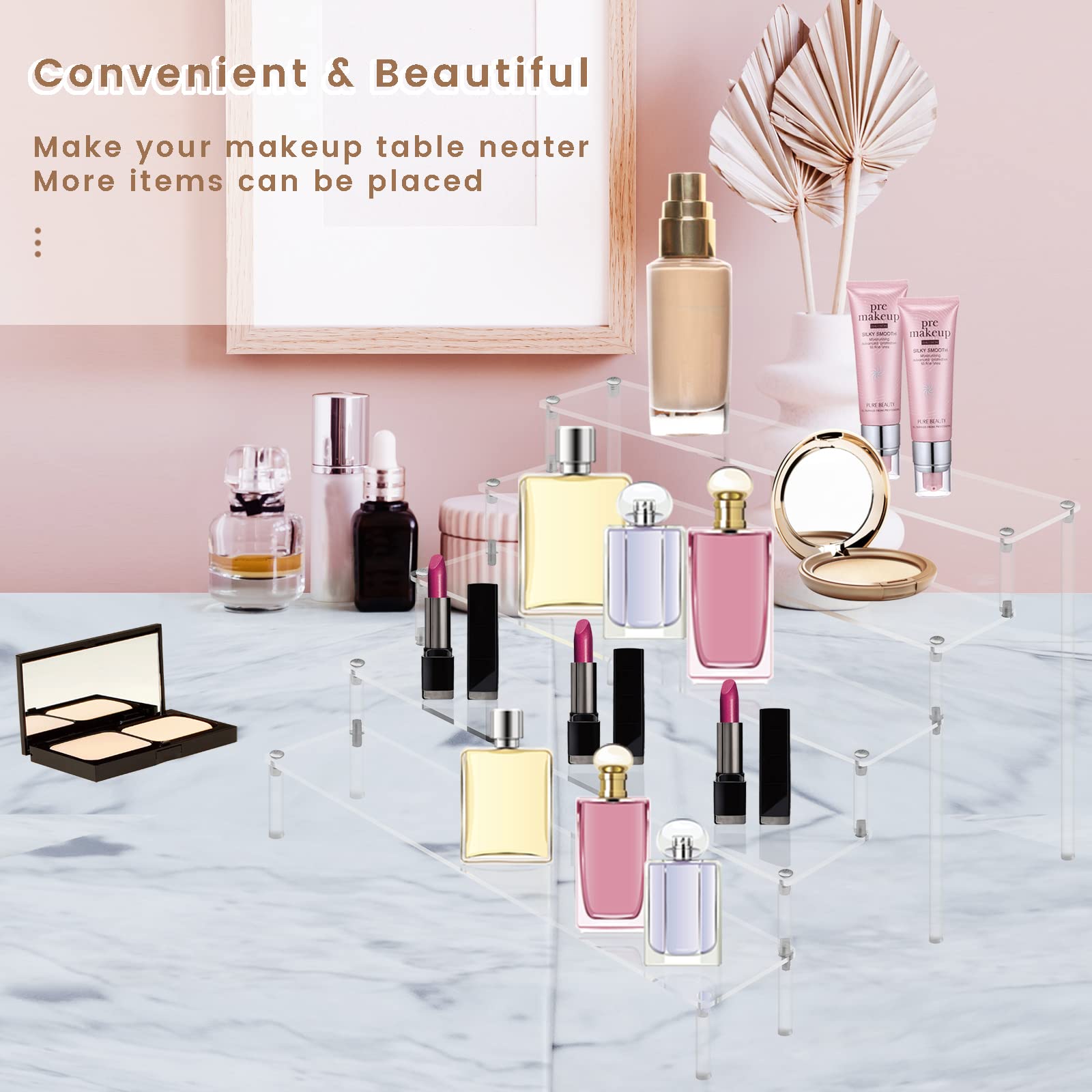 2 Stück 5 Etagen Acryl Display Erhöhungen Ständer Regal, Acryl Dessertständer für Display für Sammlerstücke, Cupcakes, Parfums, Juwelen, Tisch-Parfüm, Cupcake-Ständer zum Dekorieren und