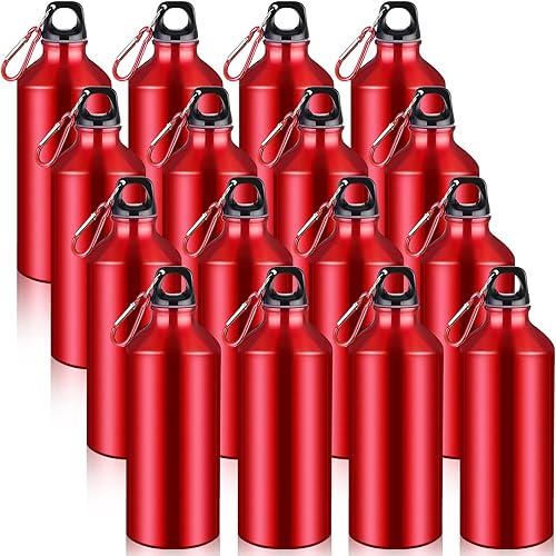 Miniatura 7 de CHENGU Paquete de 16 botellas de agua de aluminio de 20 onzas, botellas de agua reutilizables en blanco, ligeras, de aluminio, para gimnasio,