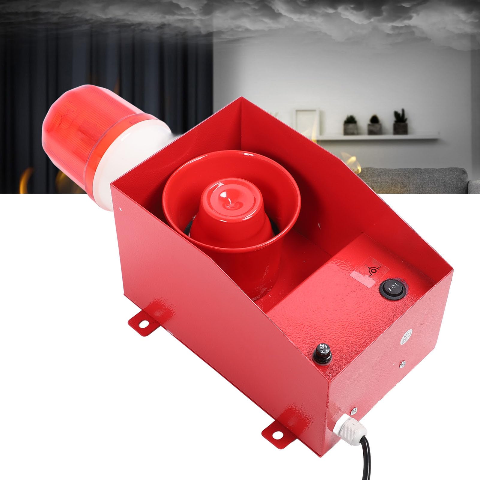 Luz estroboscópica de Sirena Industrial con Enchufe Estadounidense de 110 V con Alarma de Audio de 120 DB y Advertencia Visual - Modos de Sonido y Volumen Ajustables - A Prueba de