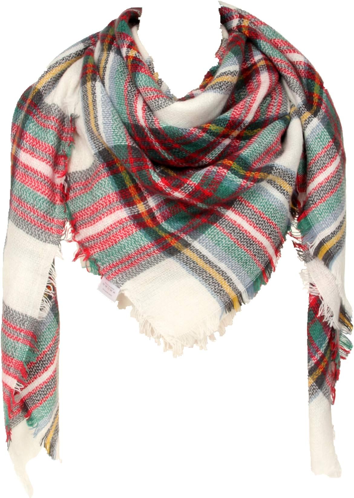 Cozy Checked Plaid Blanket Scarf - Tartan Stylish Cape Wrap Shawl for Women and Men