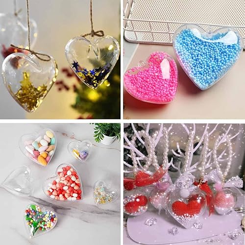 Miniatura 9 de 20 esferas transparentes rellenables de 2.36 pulgadas, plástico transparente engrosado, esférico, para decoración de árbol de Navidad y días