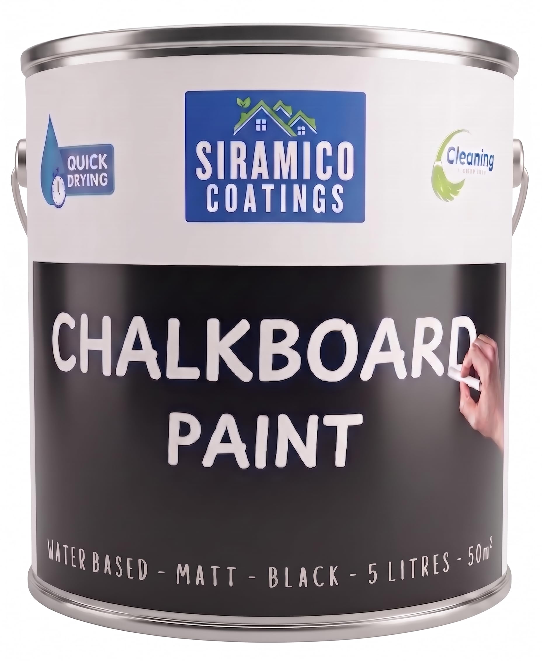 SIRAMICO COATINGS Chalkboard Paint, Water-Based – Black (5 Litres)
