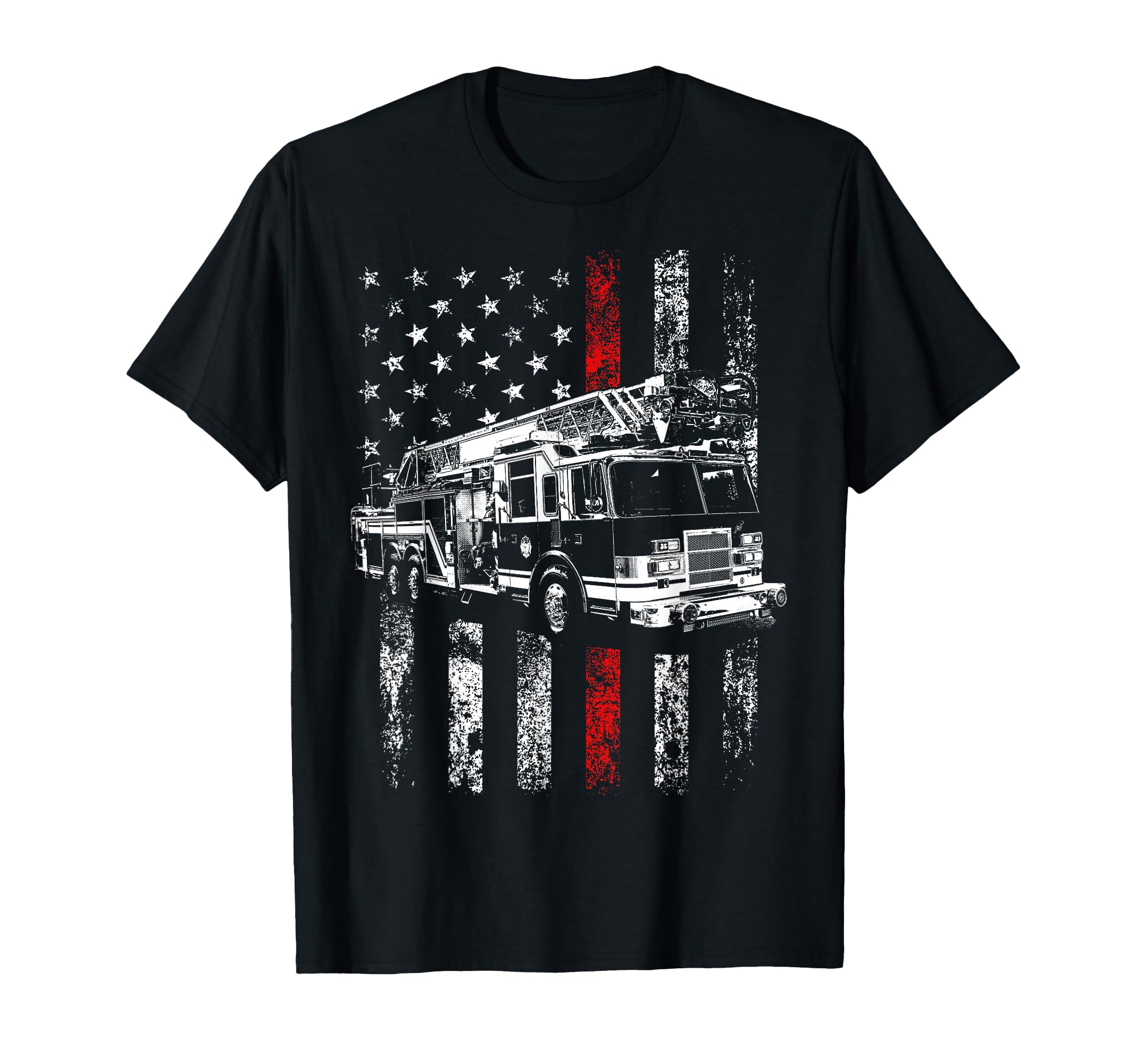 Fireman American Flag Thin Red Line Firefighter T-Shirt