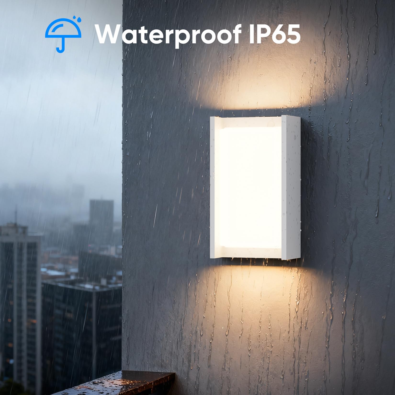 Klighten Lampada da parete per esterni LED 3000K 24W, lampada da parete per esterni impermeabile IP65, Applique adatta per uso interno, patio e giardino, Bianco
