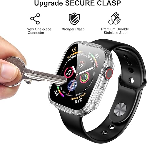 Miniatura 2 de Mesime Funda resistente compatible con Apple Watch Series 9, 8, 7, 1.614 in con protector de pantalla de vidrio templado, funda para iWatch