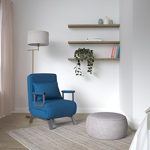 Miniatura 46 de Haddockway Sofá cama para una sola persona, sofá cama convertible tumbona, sillón plegable con almohada y respaldo ajustable de 5 posiciones, cama