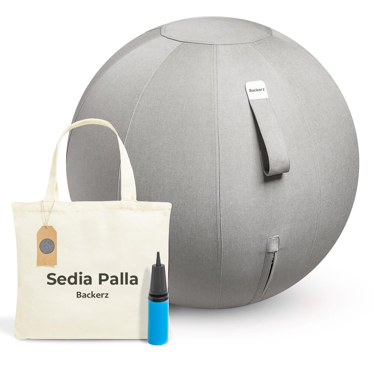 Backerz Palla Seduta Ufficio di dimensioni 55CM 65CM 75CM - Palla Fitness 110 kg portata Palla Ginnastica con rivestimento in lino per tonificazione, e postura corretta