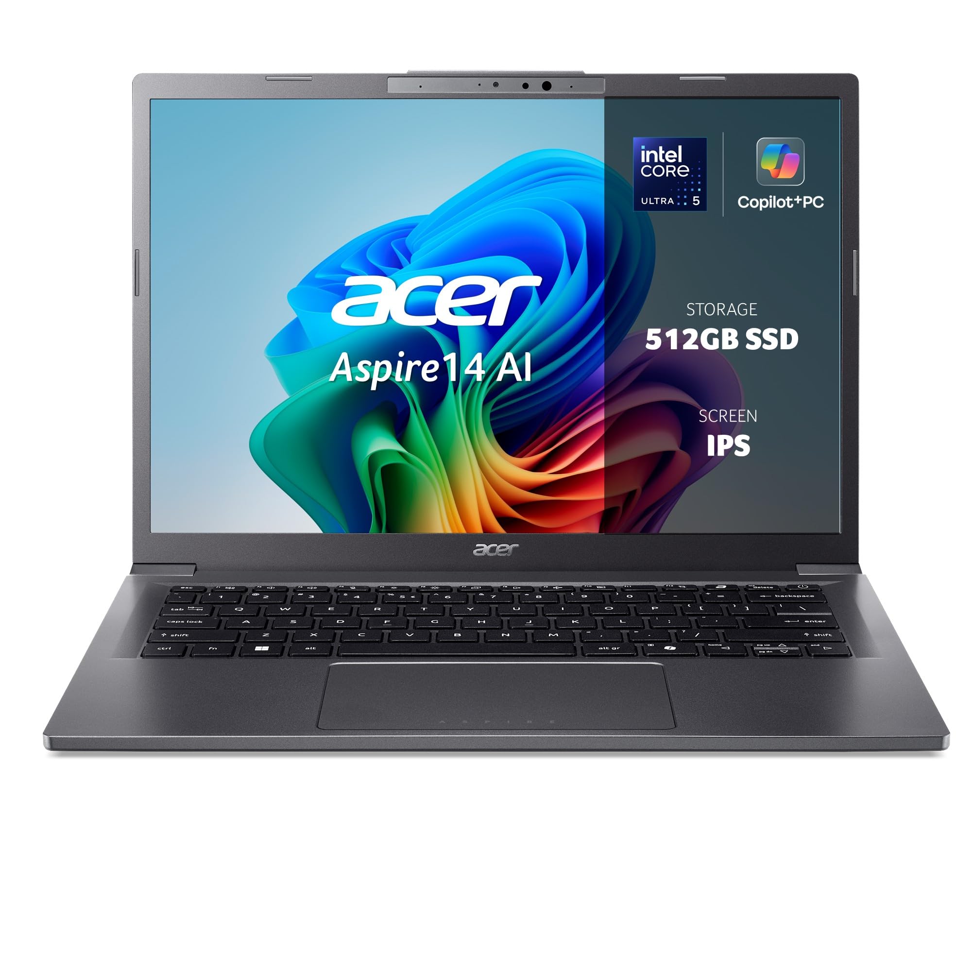 Acer Aspire 14AI Copilot+PC, Portátil 14″,Core Ultra 5, 16GB RAM, 512GB SSD