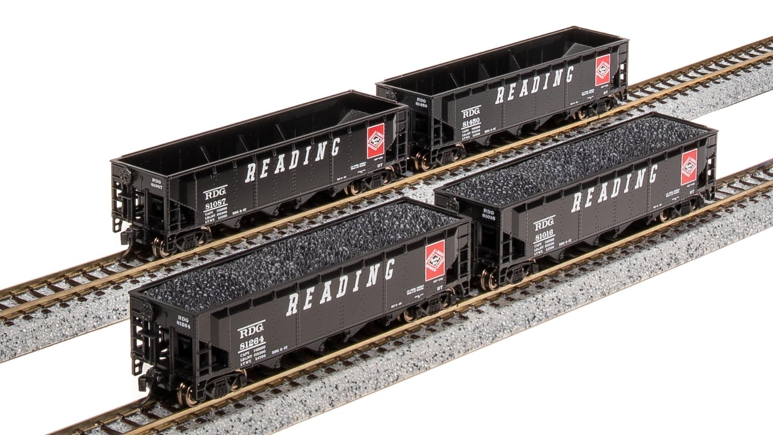 Broadway Limited 7436 ARA 70-Ton Quad Hopper, RDG, 4-Pack, N (Fantasy Paint Scheme)