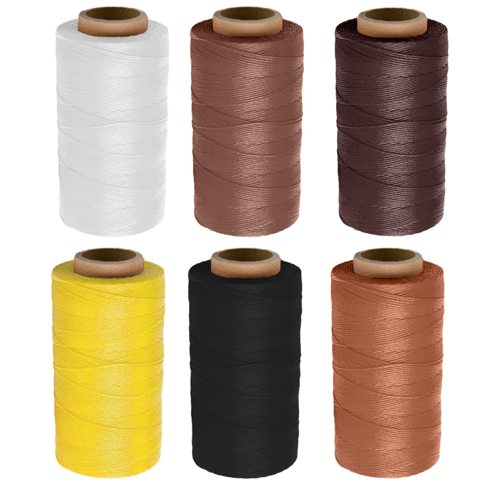Juego de hilos de nailon encerado, cordón plano de 1,2 mm, 6 colores para cuero, encuadernación y manualidades