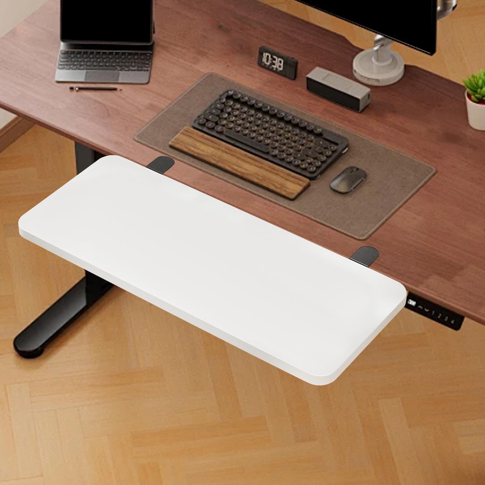 KESOTO Tastaturablage Schreibtischverlängerung, ergonomische Tastaturablage mit Klemmhalterung zum Tippen, Computertischverlängerung, Ellbogenarmstütze für Büro, Zuhause, 50 X 20 cm, Weiß