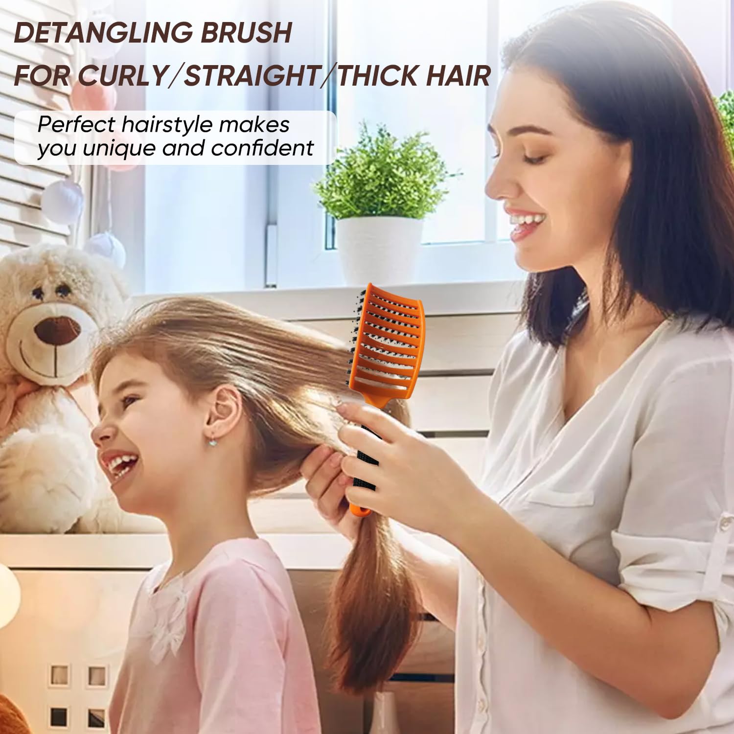 Cepillo de pelo de cerdas de jabalí, 2 unidades, cepillo curvado ventilado para desenredar cabello húmedo y seco, cepillo de pelo de paleta para mujeres, hombres, niños, rizado, liso,