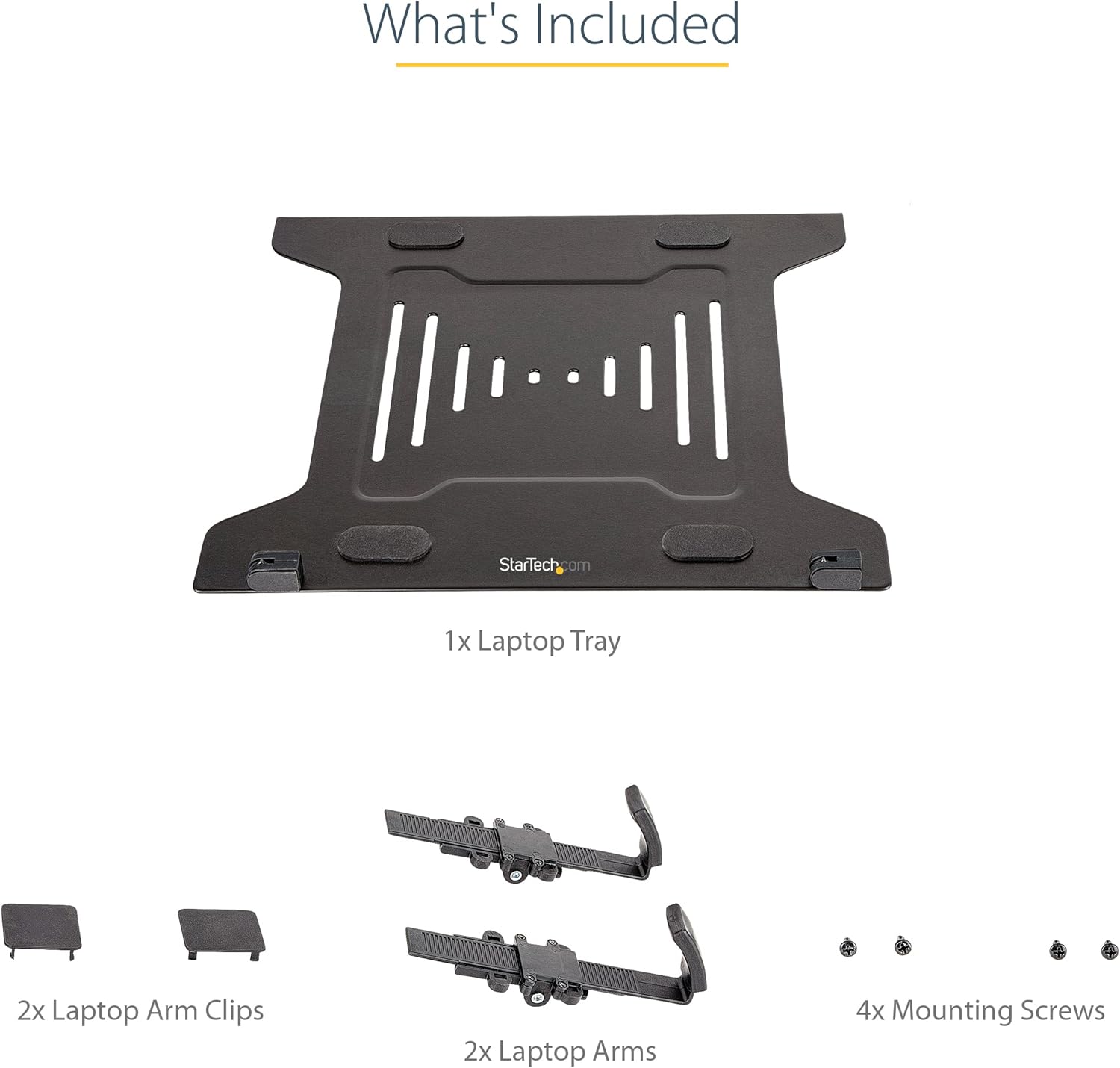 StarTech.com VESA Laptop Tray - Adjustable Monitor Arm Laptop Tray Secures Notebooks (4.5kg / 9.9lb) - 75x75 & 100x100 VESA Mount Holes - Ventilated - for Monitor Desk Mounts/Stands (Laptop-ARM-Tray)