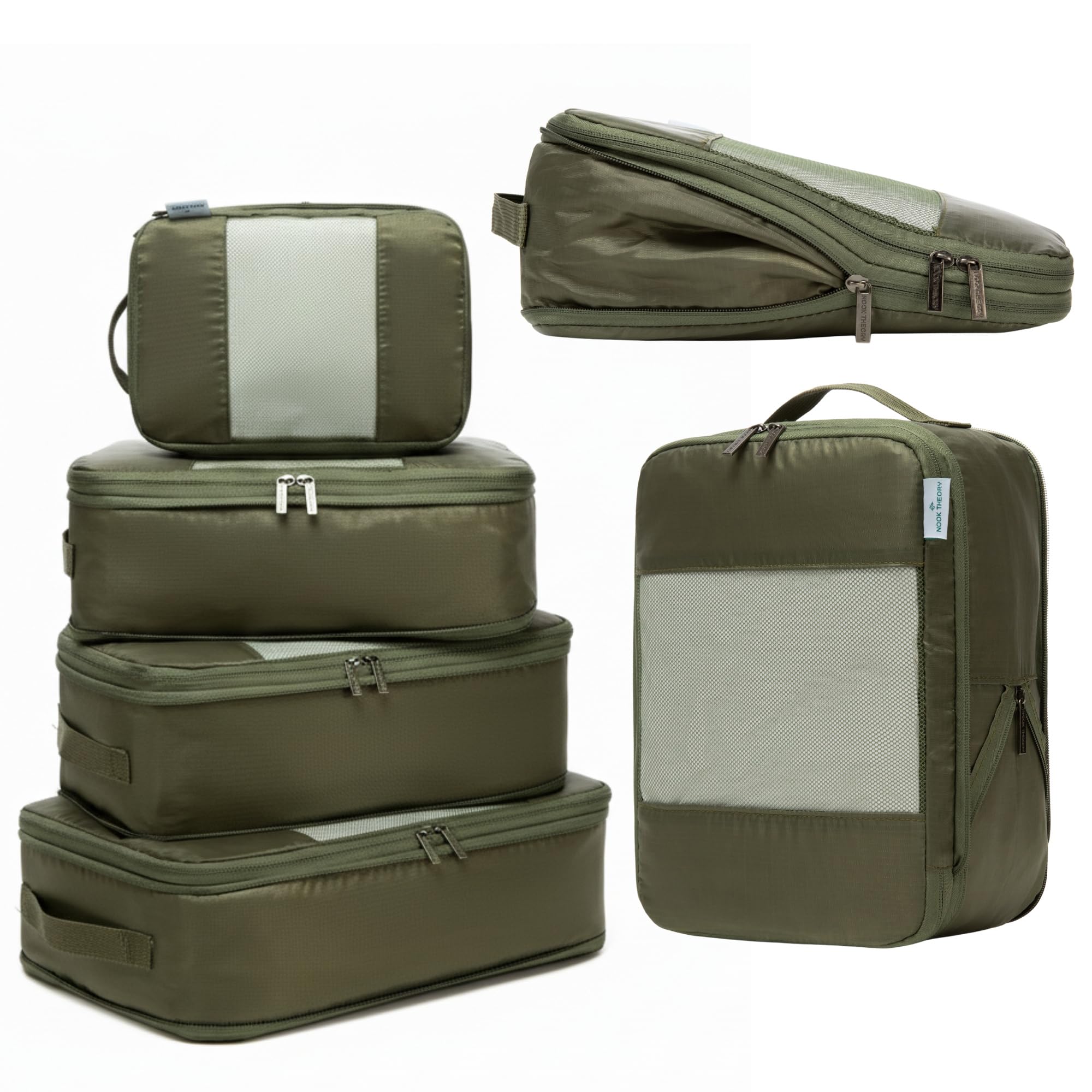 6-Pack Large Compression Packing Cubes for Travel - Lightweight Compression Packing Cube Set, Water-Resistant Luggage Organizer Bags & Suitcase Organizers, Travel Cubes for Carry-On, Checked Luggage