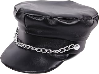 Alsino Greekcap Unisex Biker Motorrad Schirmmütze mit Kette Kunstleder Mütze 178
