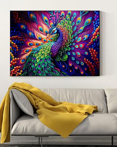 Miniatura 4 de Kits de punto de cruz estampado de pavo real para adultos principiantes, arte de animales, kits de patrones de punto de cruz, dimensiones impresas,