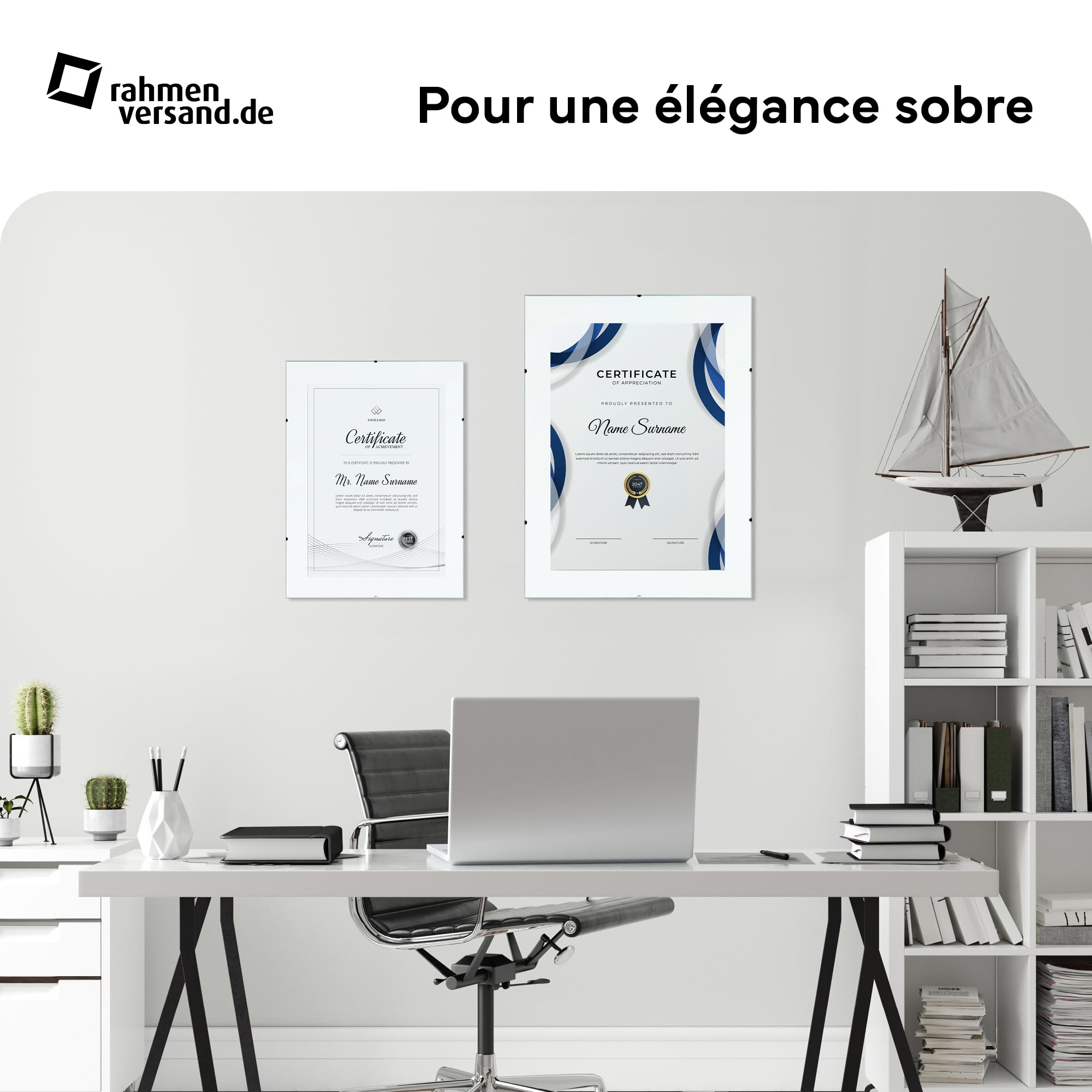 Cadre photo sans cadre 40x50 Pack de 2/Cadre photo en verre à suspendre au mur/Cadre photo