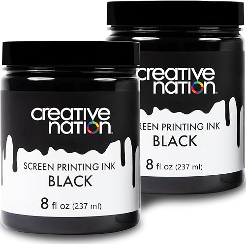 Paquete de 2 tintas de serigrafía de tela negra, 16 onzas de tinta a base de agua y de alta opacidad para impresión de camisetas y serigrafía por