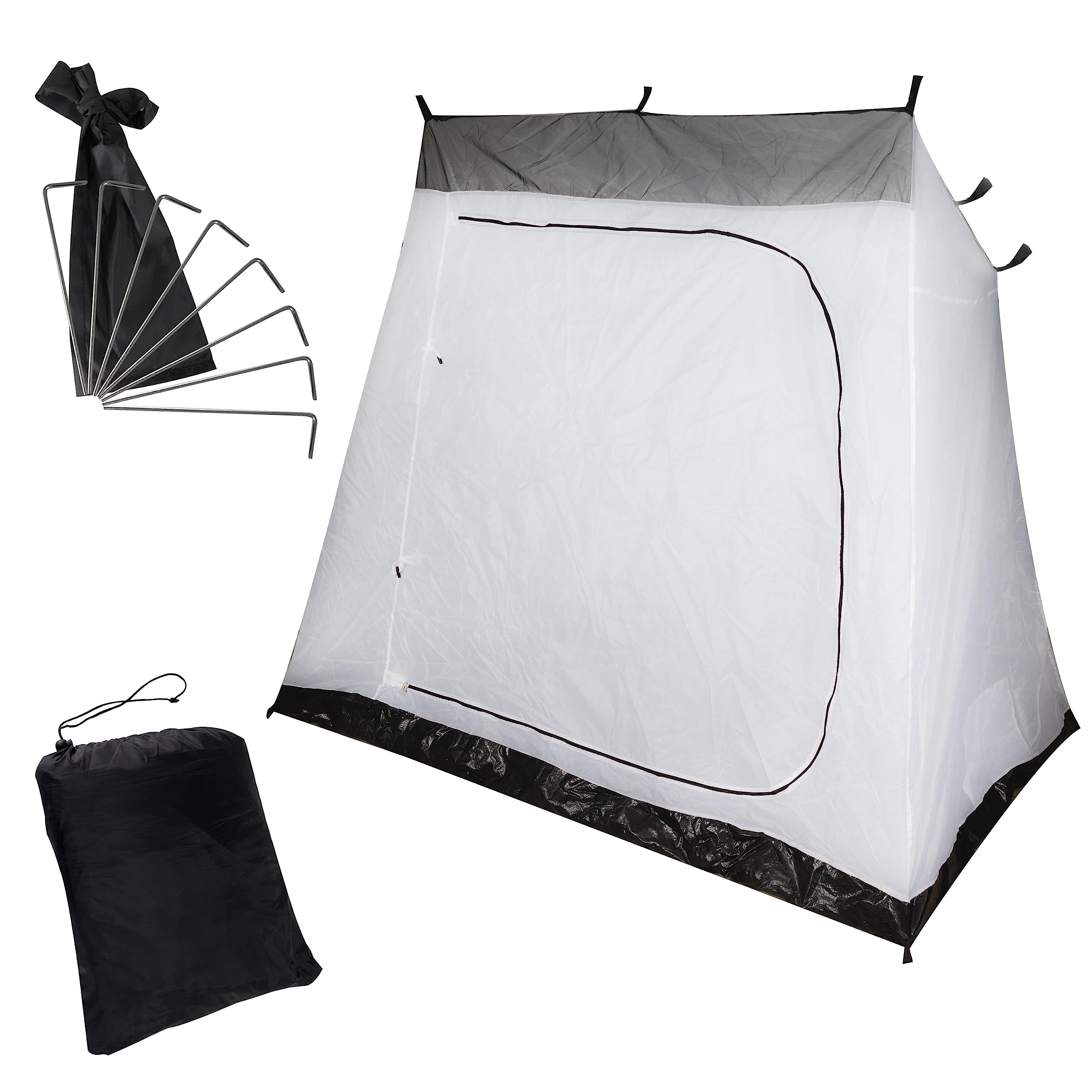 Tente intérieure – avec porte zippée à 2 voies, bac de sol étanche, cabine intérieure, cabine de couchage en polyester respirant avec filet de ventilation, tente de couchage pour l'auvent