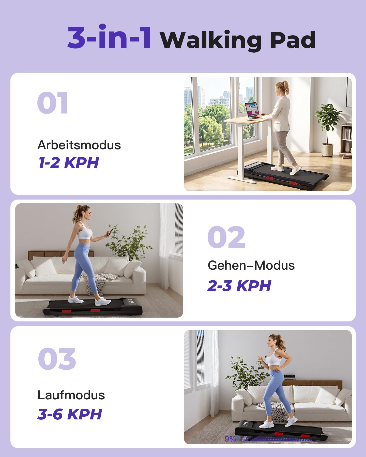 Superun Walking Pad max 159 KG/136 KG, Laufband für Zuhause mit Trainingsmodus, Leise Laufband Schreibtisch mit App und virtuellen Laufstrecken. Vor Ort erlebbar