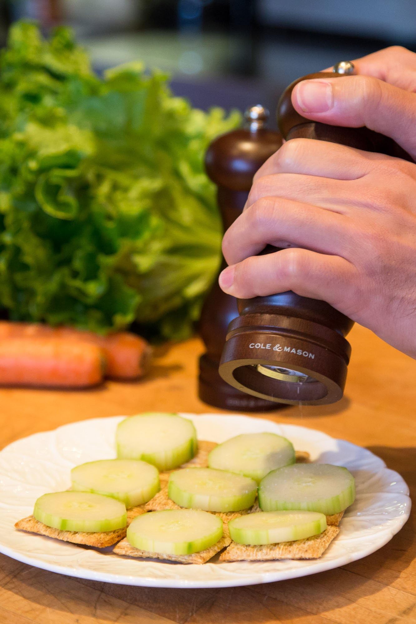 Cole & Mason Forest Capstan Mill - Gifts for Cooks - Culinary Chef Gifts - Adjustable Grinder - Refillable Spice Tools - Hand Wash Kitchen Tools - Beech Wood - 6.5-inch Salt & Pepper Mill Set