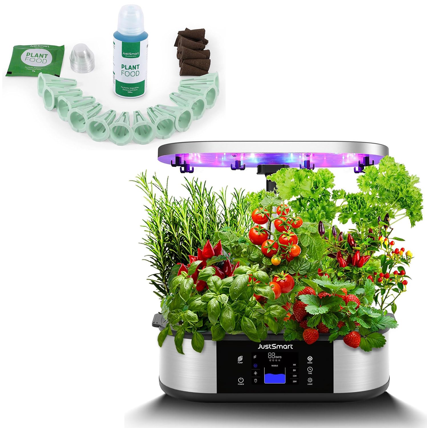 12 Pods Hydroponics Growing System and Seed Pods Kit, Indoor Garden Up to 30" with 30W 120 LED Grow Light, Silent Pump System, Automatic Timer, GS1 Lite